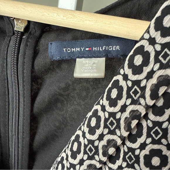 Tommy Hilfiger Womens Printed Faux Wrap Sheer Midi Dress Size 10P - Picture 9 of 15